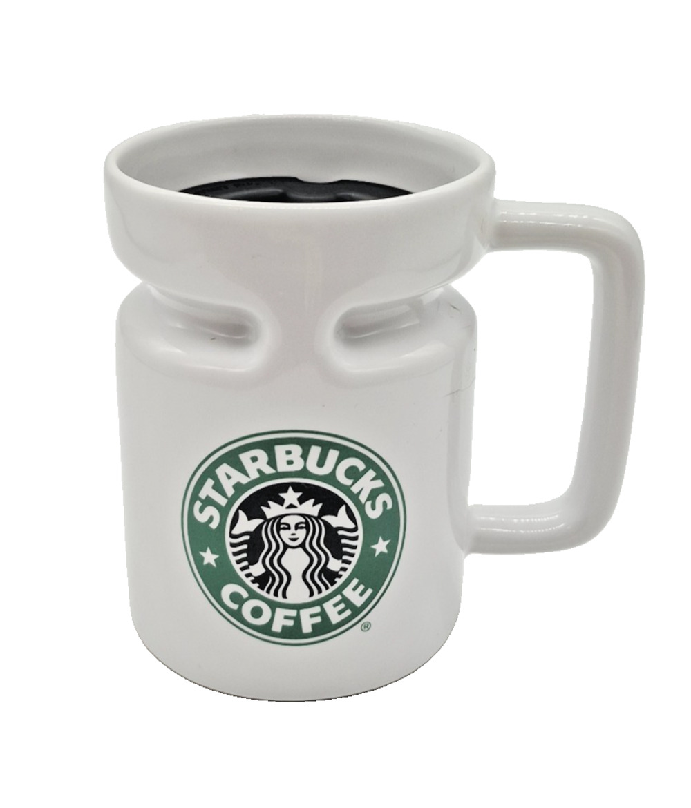 Vintage Starbucks HotJo No Spill Ceramic Travel Coffee Mug White Thailand 4.5"